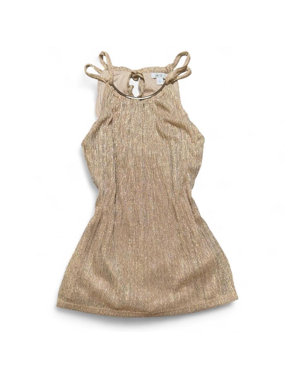 Vintage Cache metallic gold strappy top